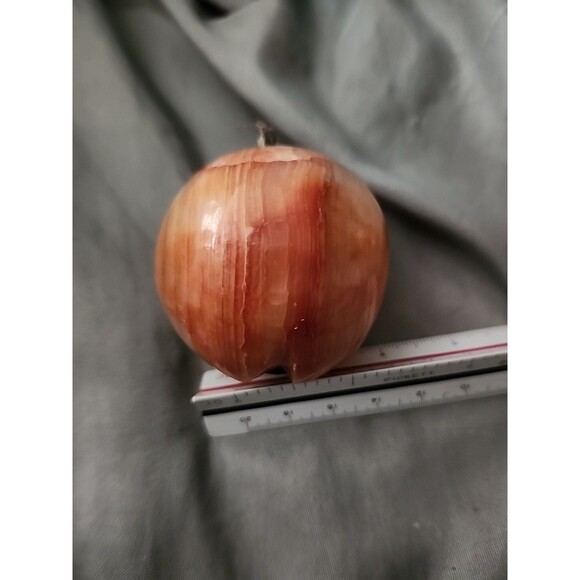 Vintage Onyx Stone Apple – Hand Carved 3" Realistic Mid-Century Home Décor - Picture 1 of 3